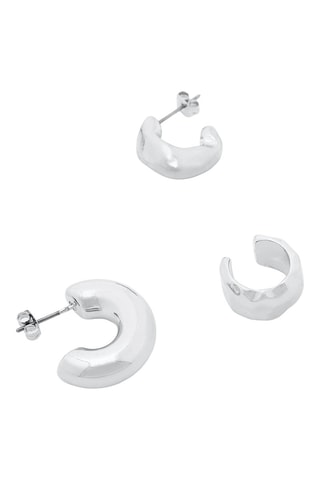 2 orecchini e 2 ear cuff - Argentato