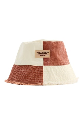 Cappello da pescatore - Ecrù e rosso mattone