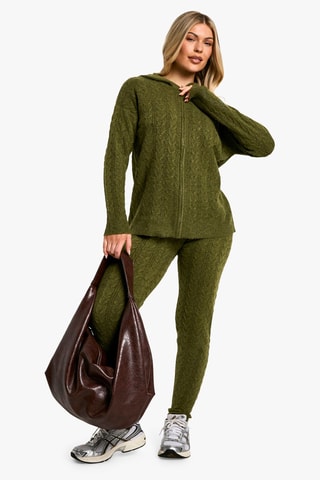 Cardigan con cappuccio - Verde scuro