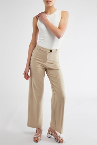 Pantaloni wide legs a vita alta - Beige