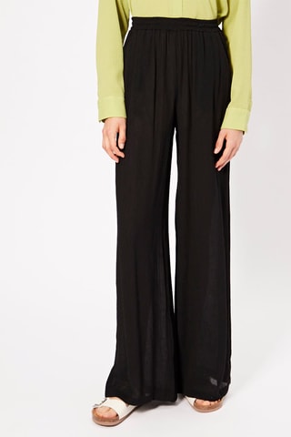 Pantaloni wide legs a vita alta - Nero