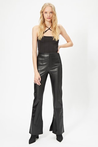 Pantaloni flare a vita alta - Marrone