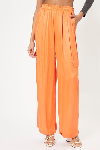 Pantaloni wide legs a vita alta - Arancione