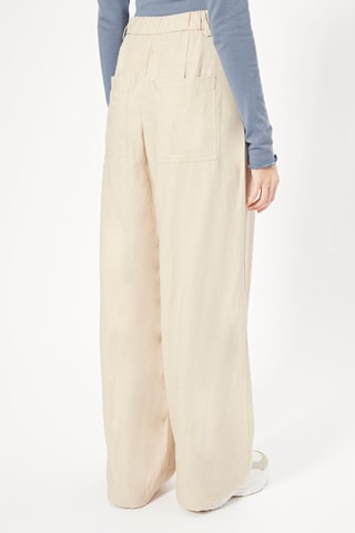 Pantaloni wide legs a vita alta in lino - Beige