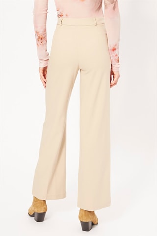 Pantaloni wide legs a vita alta - Beige