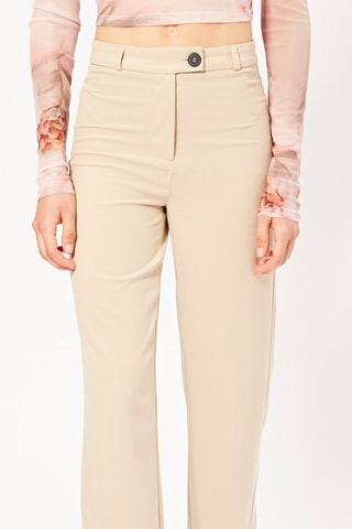 Pantaloni wide legs a vita alta - Beige