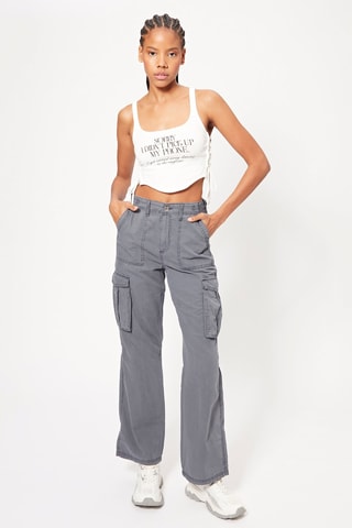Pantaloni cargo a vita alta - Grigio