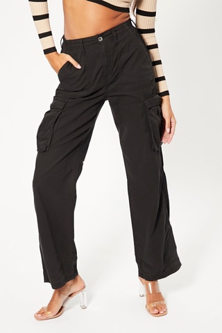 Pantaloni cargo a vita alta - Nero