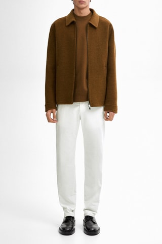 Pantaloni chino slim in velluto - Panna