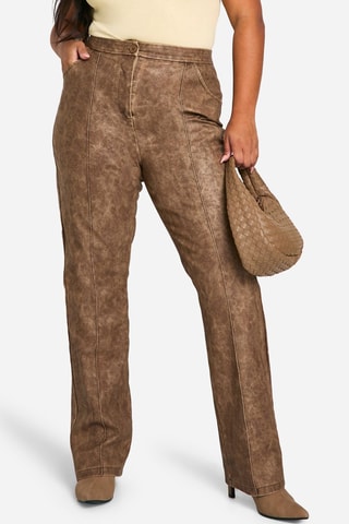 Pantaloni wide legs - Marrone melange