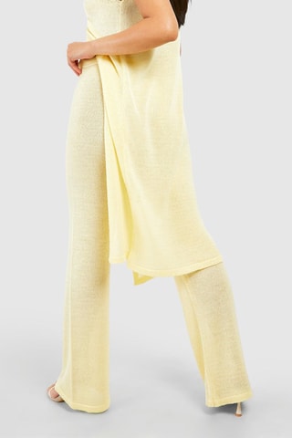 Pantaloni wide legs a vita alta - Giallo