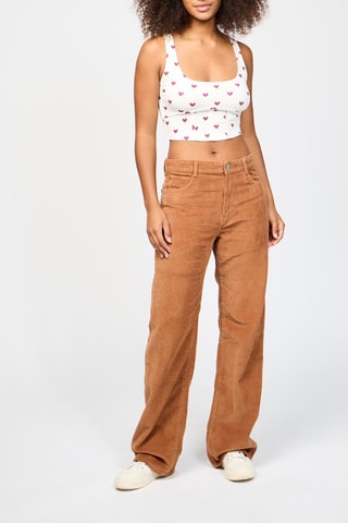 Pantaloni straight in velluto - Cammello