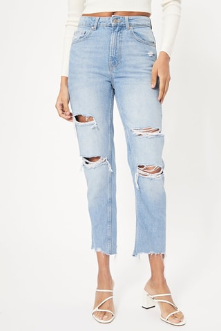 Jeans mom a vita alta - Azzurro