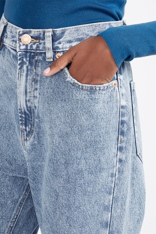 Jeans mom a vita alta - Blu
