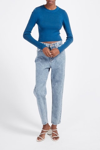 Jeans mom a vita alta - Blu