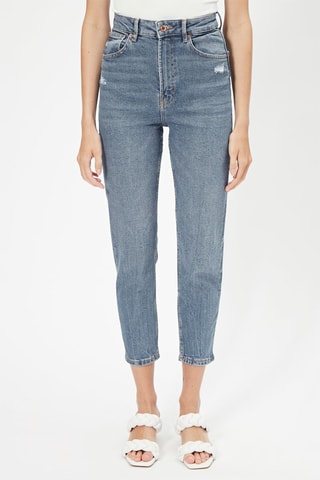 Jeans slim 7/8 a vita alta - Azzurro