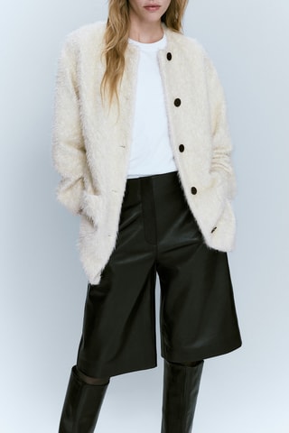 Cappotto corto in pelliccia sintetica - Bianco