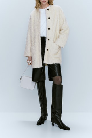 Cappotto corto in pelliccia sintetica - Bianco