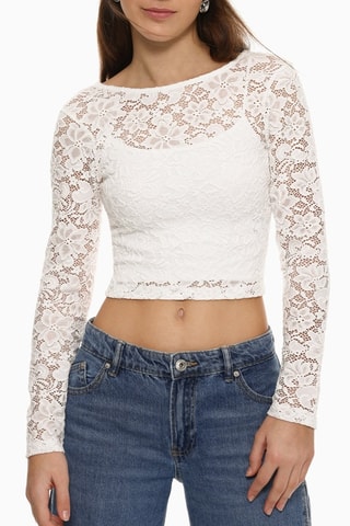 Crop top in pizzo - Bianco