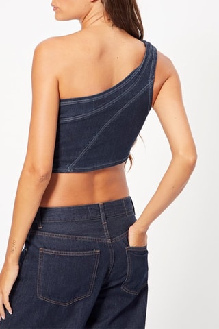 Crop top asimmetrico in jeans - Navy
