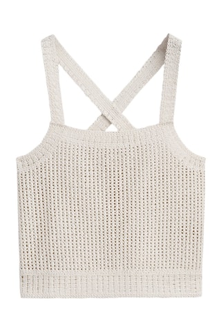 Top crochet incrociato sulla schiena - Ecrù