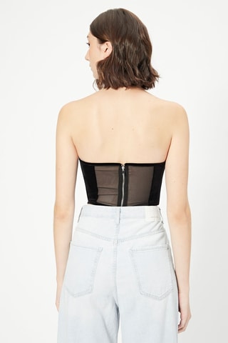 Crop top bustier in velluto - Nero