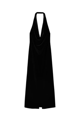 Abito midi in velluto - Nero