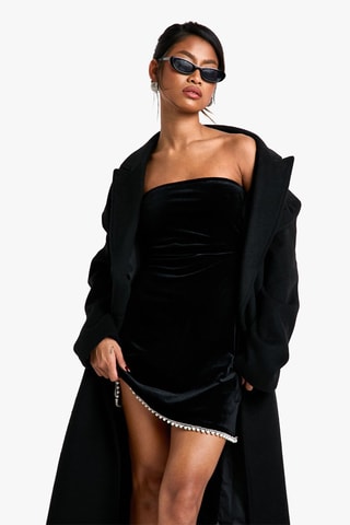 Abito bustier in velluto - Nero