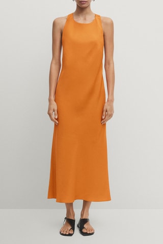 Abito midi in lino - Arancione