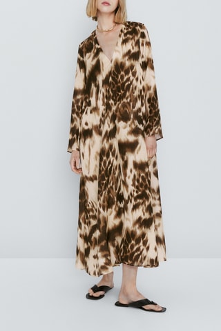 Vestito con stampa animalier - Marrone