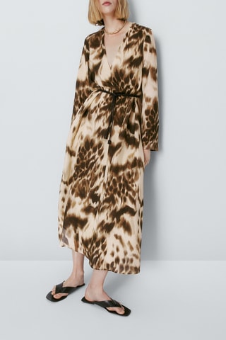 Vestito con stampa animalier - Marrone