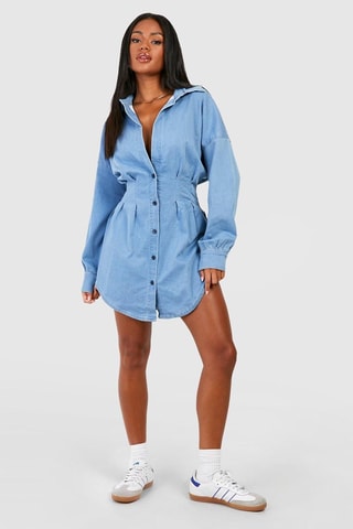 Abito a camicia in jeans - Nero