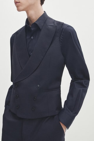 Gilet da completo in lana - Navy