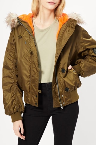 Bomber con cappuccio - Kaki