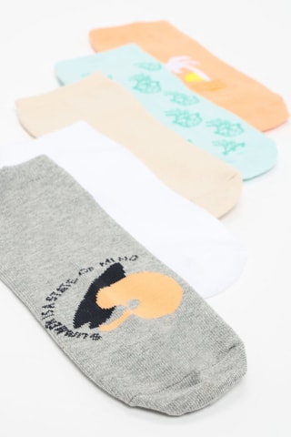 5 paia di calze - Grigio chiaro melange e bianco