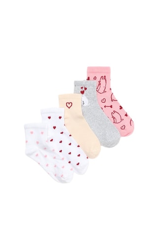 5 paia di calze - Bianco e rosso