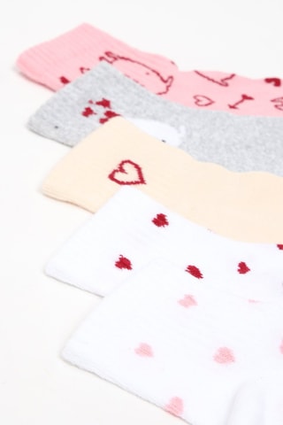 5 paia di calze - Bianco e rosso