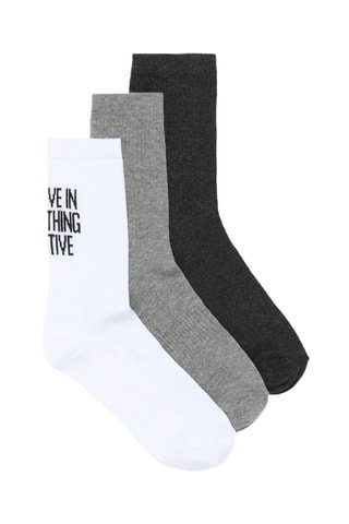 3 paia di calze - Bianco e grigio melange