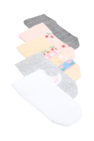 5 paia di calze - bianco e rosa