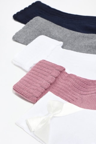 5 paia di calze - Bianco e rosa antico