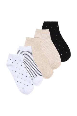 5 paia di calze - Bianco e beige melange