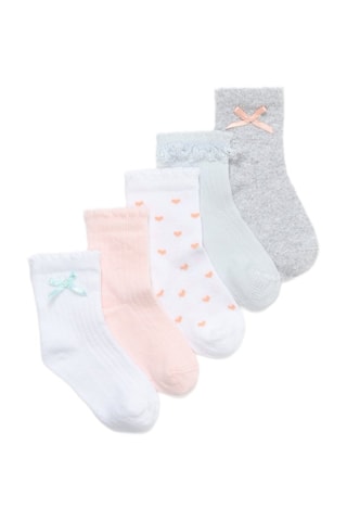 5 paia di calze - Bianco e rosa