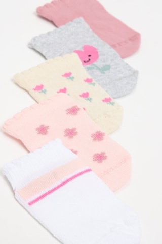 5 paia di calze - Bianco e rosa
