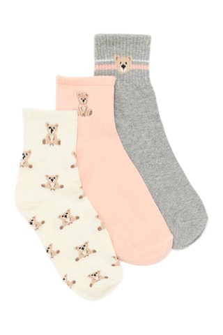 3 paia di calze - Ecrù e rosa