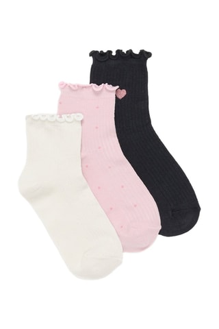 3 paia di calze - Bianco e rosa