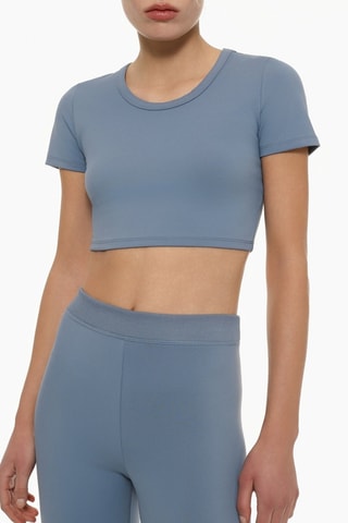 T-shirt cropped - Blu-grigio