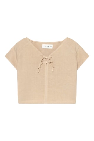 T-shirt in lino - Beige