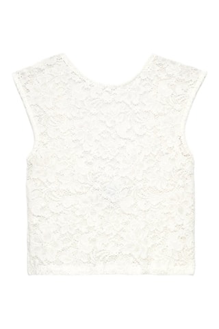T-shirt cropped in pizzo - Bianco