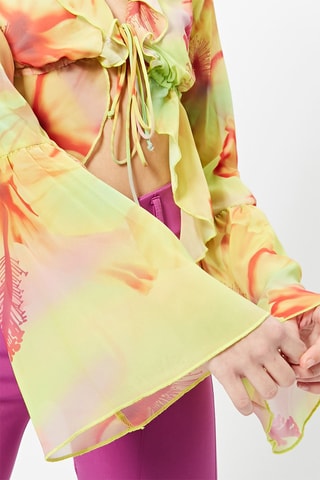Blusa con volant - Lime e rosso