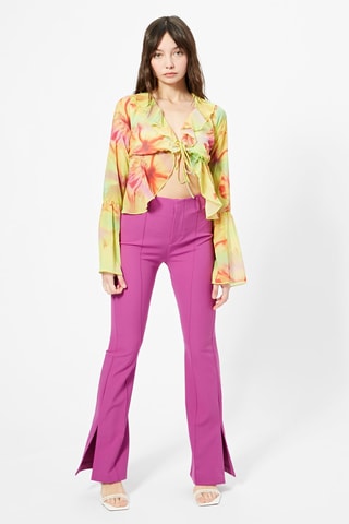 Blusa con volant - Lime e rosso
